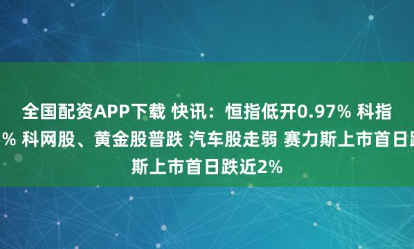 全国配资APP下载 快讯：恒指低开0.97% 科指跌1.75% 科网股、黄金股普跌 汽车股走弱 赛力斯上市首日跌近2%